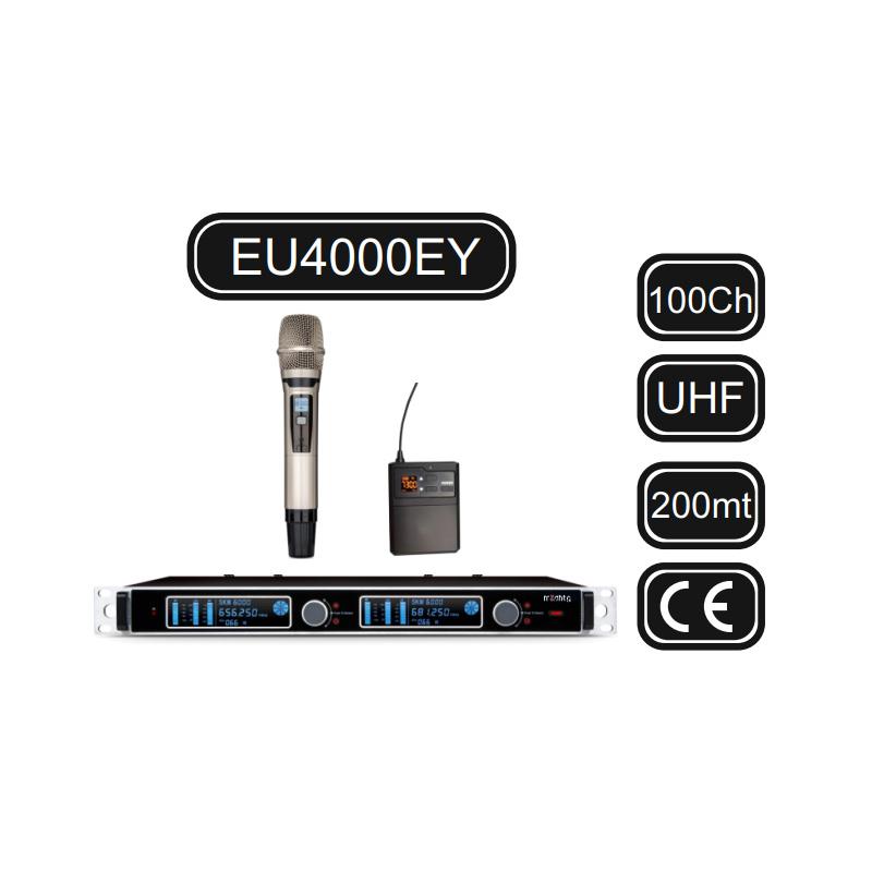 MACHTIG EU4000EY 100 KANAL TEK EL TEK YAKA UHF TELSİZ MİKROFON