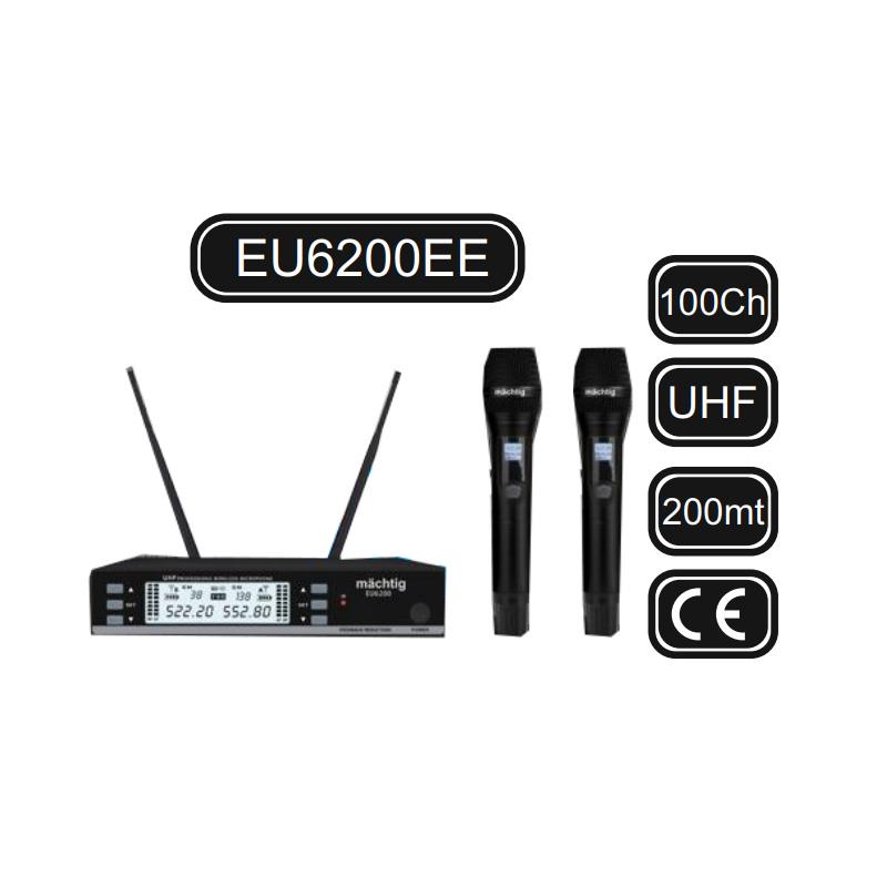 MACHTIG EU6200EE 100 KANAL ÇİFT EL UHF TELSİZ MİKROFON