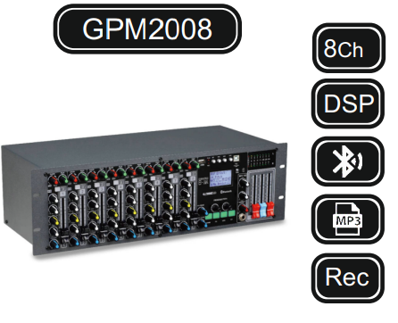 MACHTİG GPM2008 POWER MİKSER 8 KANAL 2x250W-4Ω POWER MİKSER