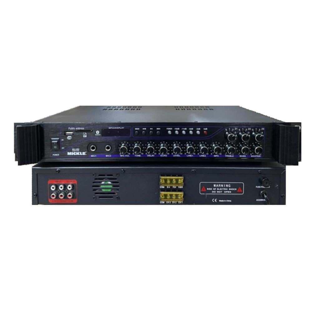 MİCKLE MA1060 3 BÖLGELİ 200W 100V ANFİLİ HAT TRAFOLU MİKSER AMPLİFİKATÖR