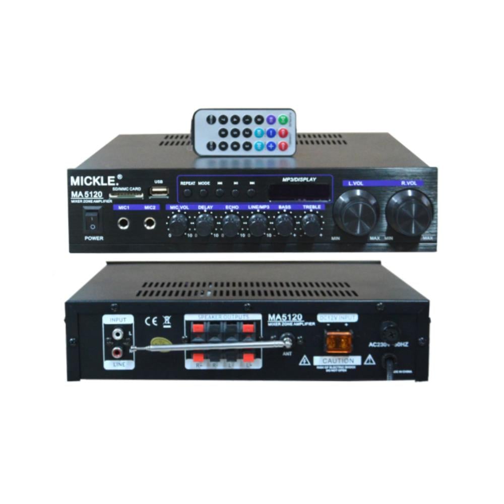 MİCKLE MA5120 2X50W STEREO ANFİLİ HAT TRAFOLU MİKSER AMPLİFİKATÖR
