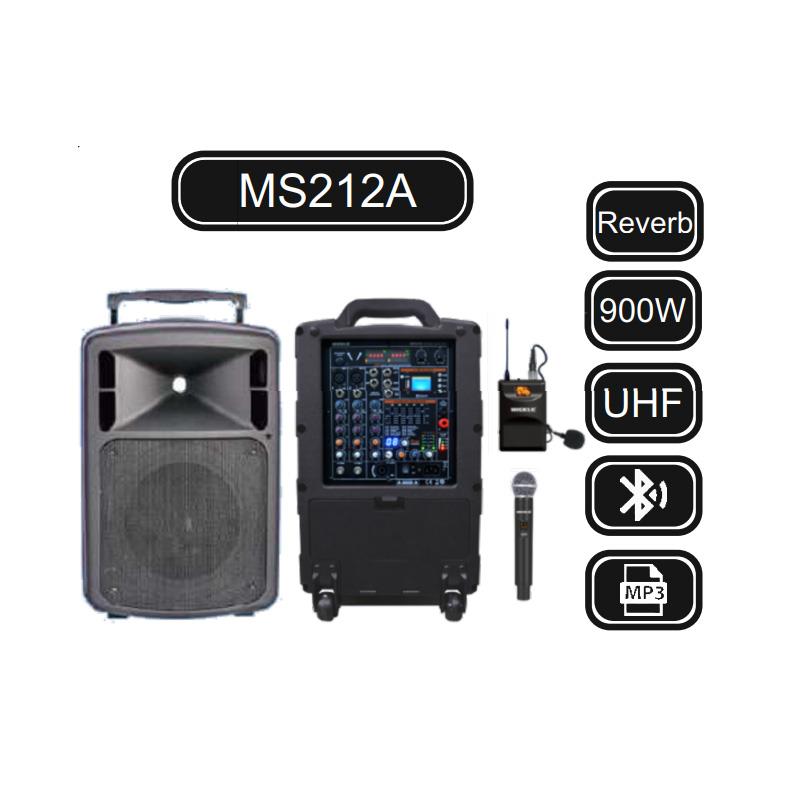 MİCKLE MS212A 900W 12 İNÇ TEK EL TEK YAKA UHF TELSİZ MİKROFONLU TAŞINABİLİR HOPARLÖR