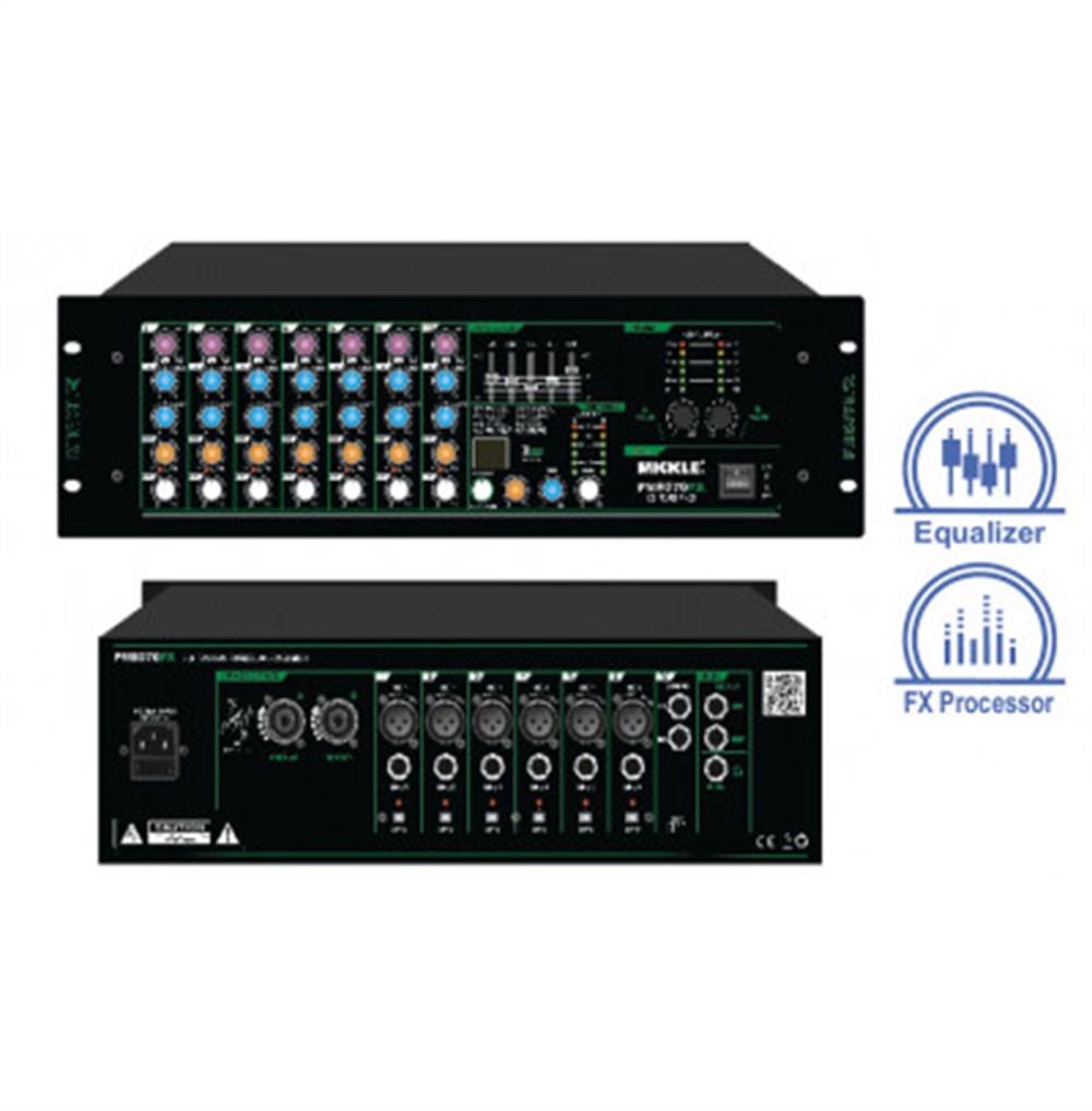 MİCKLE PM8070FX-T 8CH 600W-100V+100W-8Ω REVERBLİ ANFİ MİXER