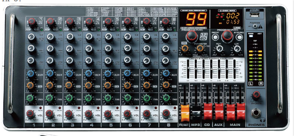 ODO MR 8M99-5 6 KANALLI 2x500 WATT ANFİLİ POWER MİXER