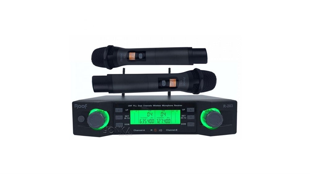 ROOF R 203 E-E UHF KABLOSUZ İKİLİ EL MİKROFONU İKİ KANALLI