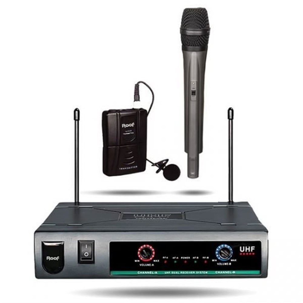 ROOF R 720 EY UHF KABLOSUZ EL VE YAKA MİKROFONU İKİ KANALLI