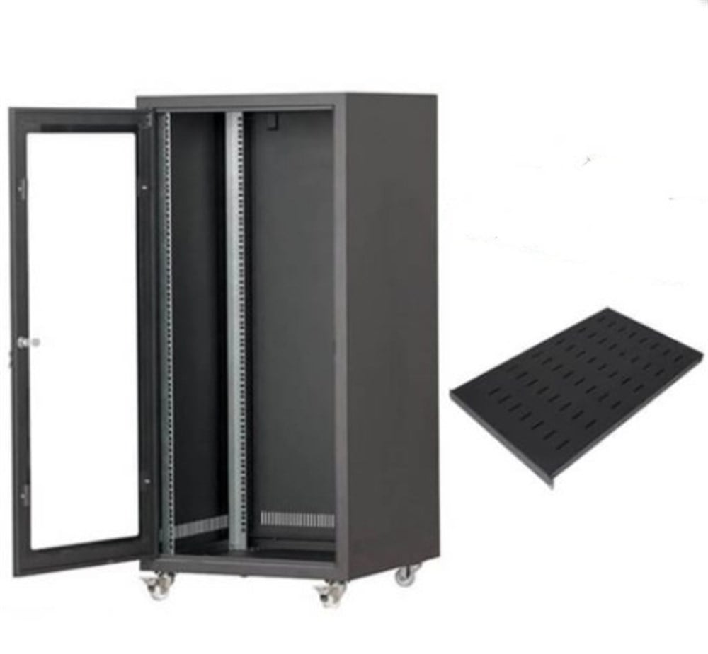 SETRACK 19'' 20U 600X600 TEKERLEKLİ CAMLI RACK KABİNET+SABT RAF