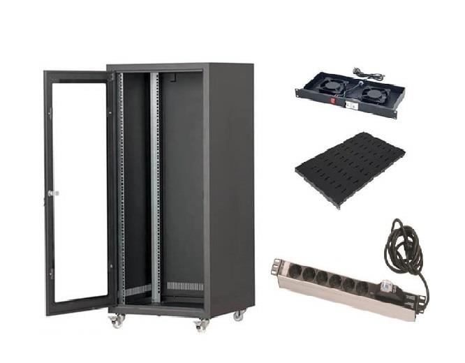SETRACK 26U 19'' 600X600 RACK KABİNET+SABİT SABİT RAF+FAN MODÜLÜ+GRUP PRİZ