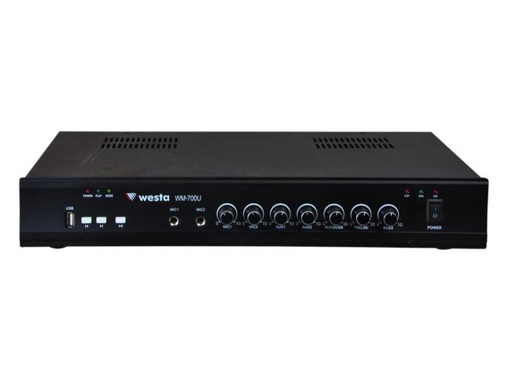 WESTA WM-700U 100 WATT USB/MP3 OKUYUCULU HAT TRAFOLU MİKSER AMPLİFİER