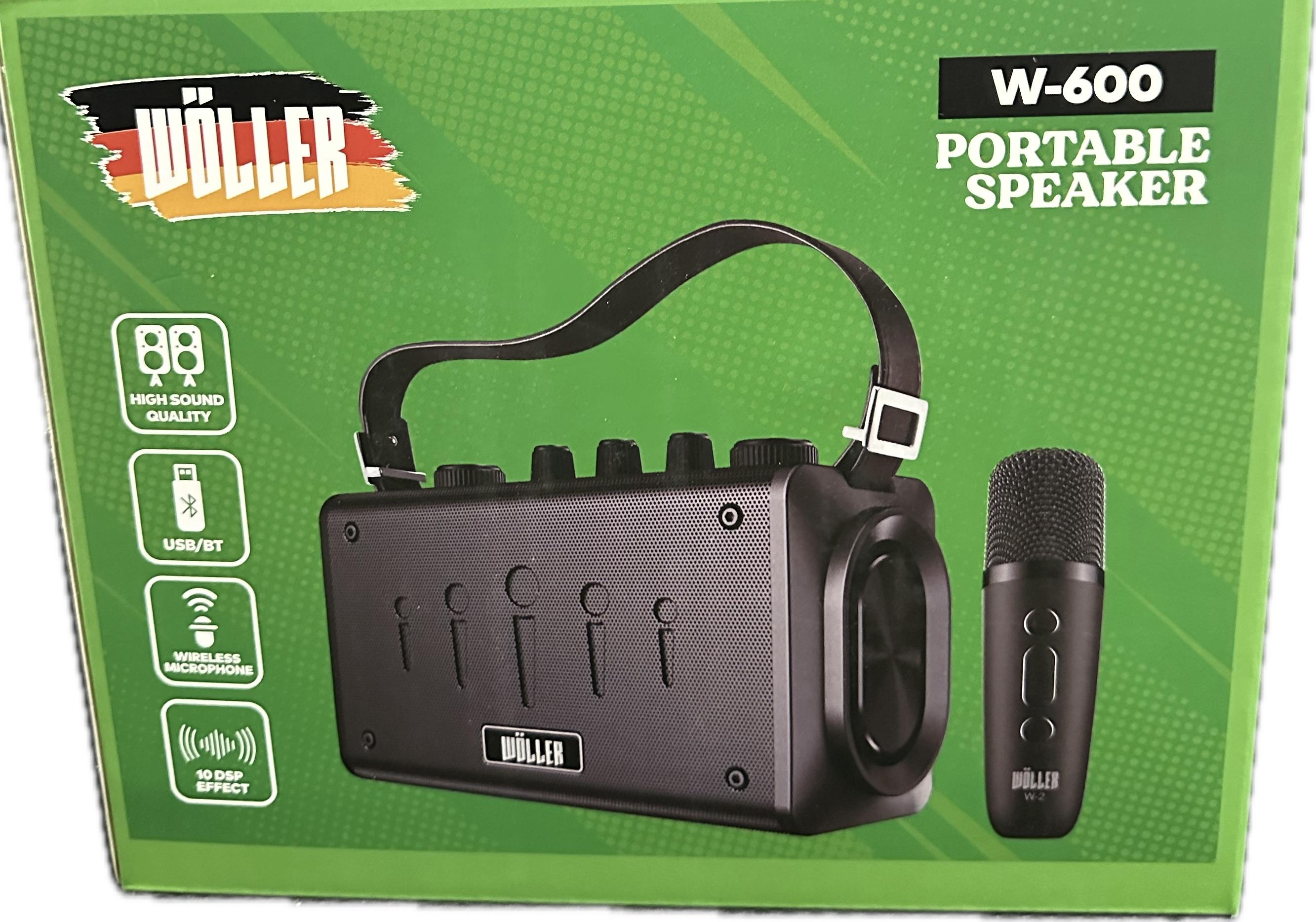 WÖLLER W-600E 100W TEK EL TELSİZ MİKROFONLU TAŞINABİLİR HOPARLOR