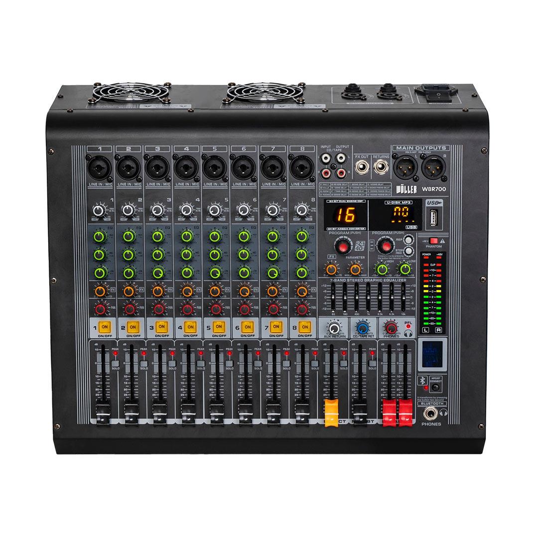 WÖLLER W8R1000 8 KANALLI 2x500 WATT POWER MİKSER