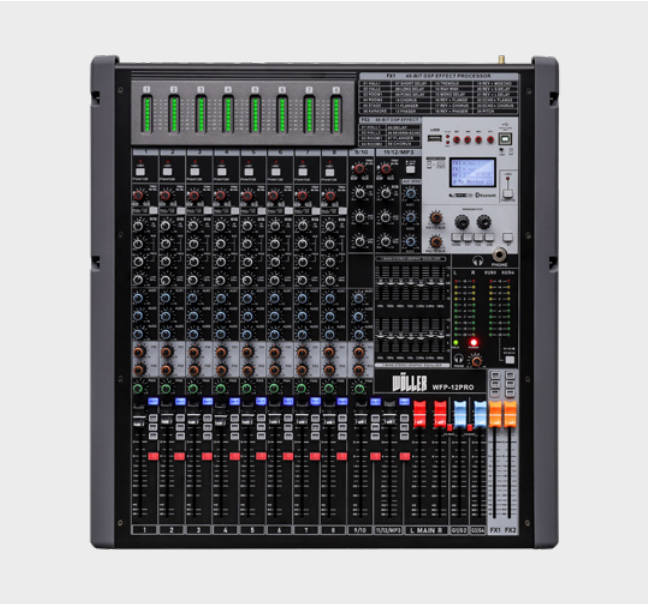 WÖLLER WFP-12PRO 12 KANALLI ÇİFT EFEKTLİ 3 AUXLU 2x1500 WATT POWER MİKSER