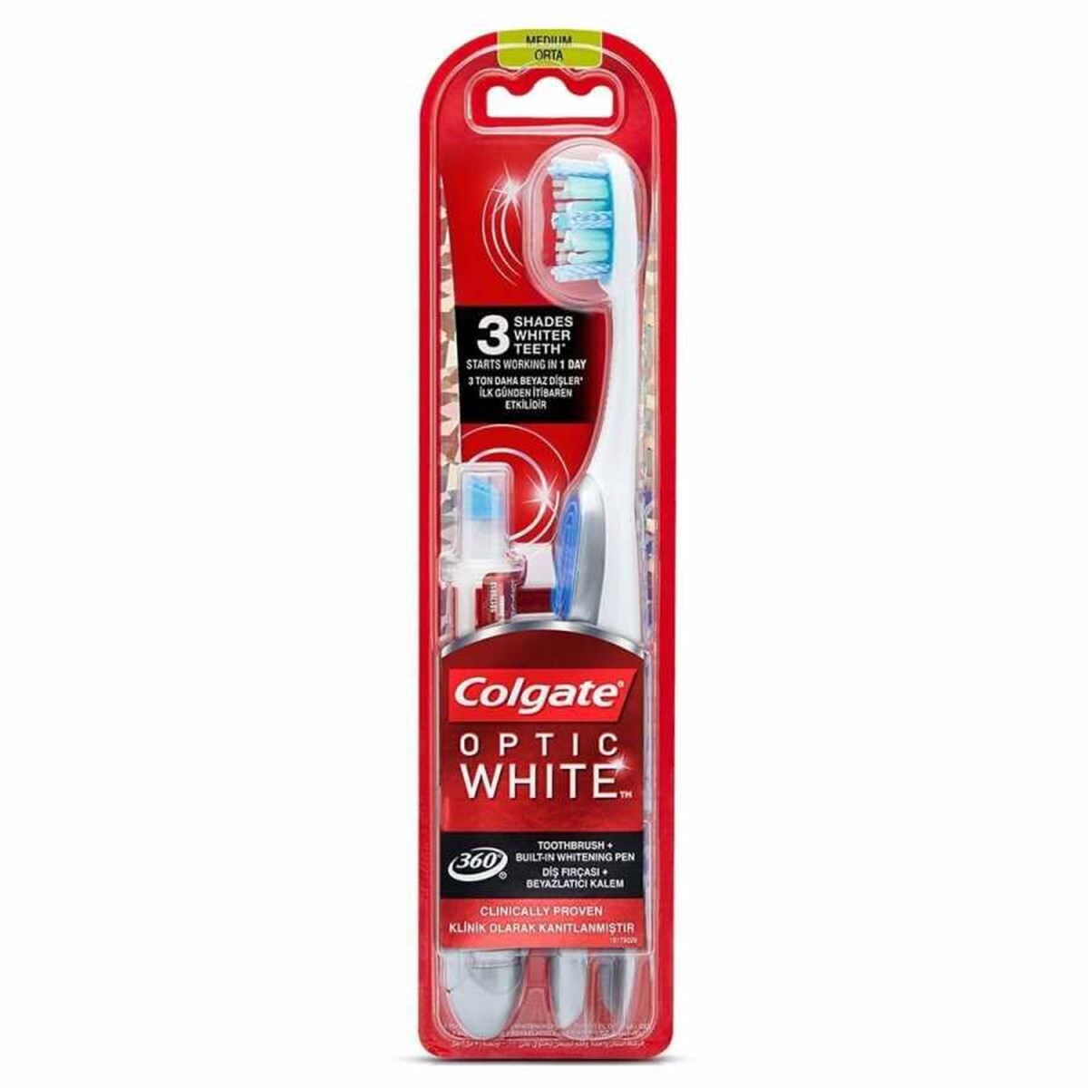Colgate 360 Optik Beyaz Diş Fırçası + Beyazlatıcı Kalem Fiyatları |  Dermosiparis.com