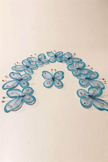 Cibinlik Süsleme Malzemeleri Kelebek Süs Mavi 6x6 cm