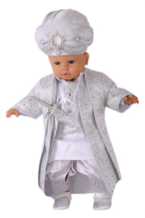 Şehzade Modelleri Tuğrul Beyaz Bebek Şehzade Sünnet Kıyafeti