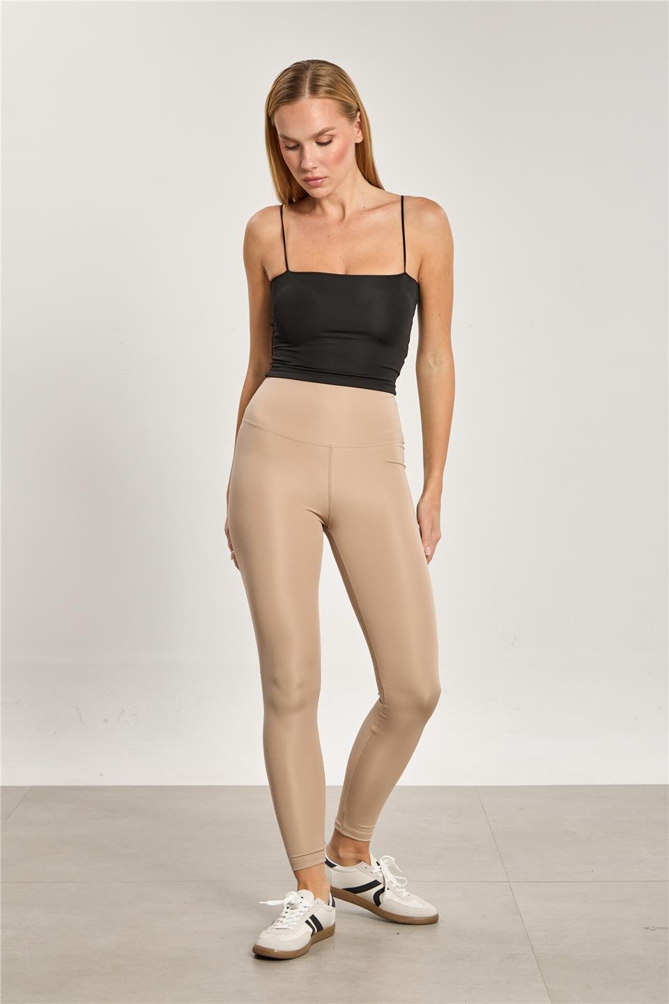 Kadın Yüksek Bel Dalgıç Tayt - Taş