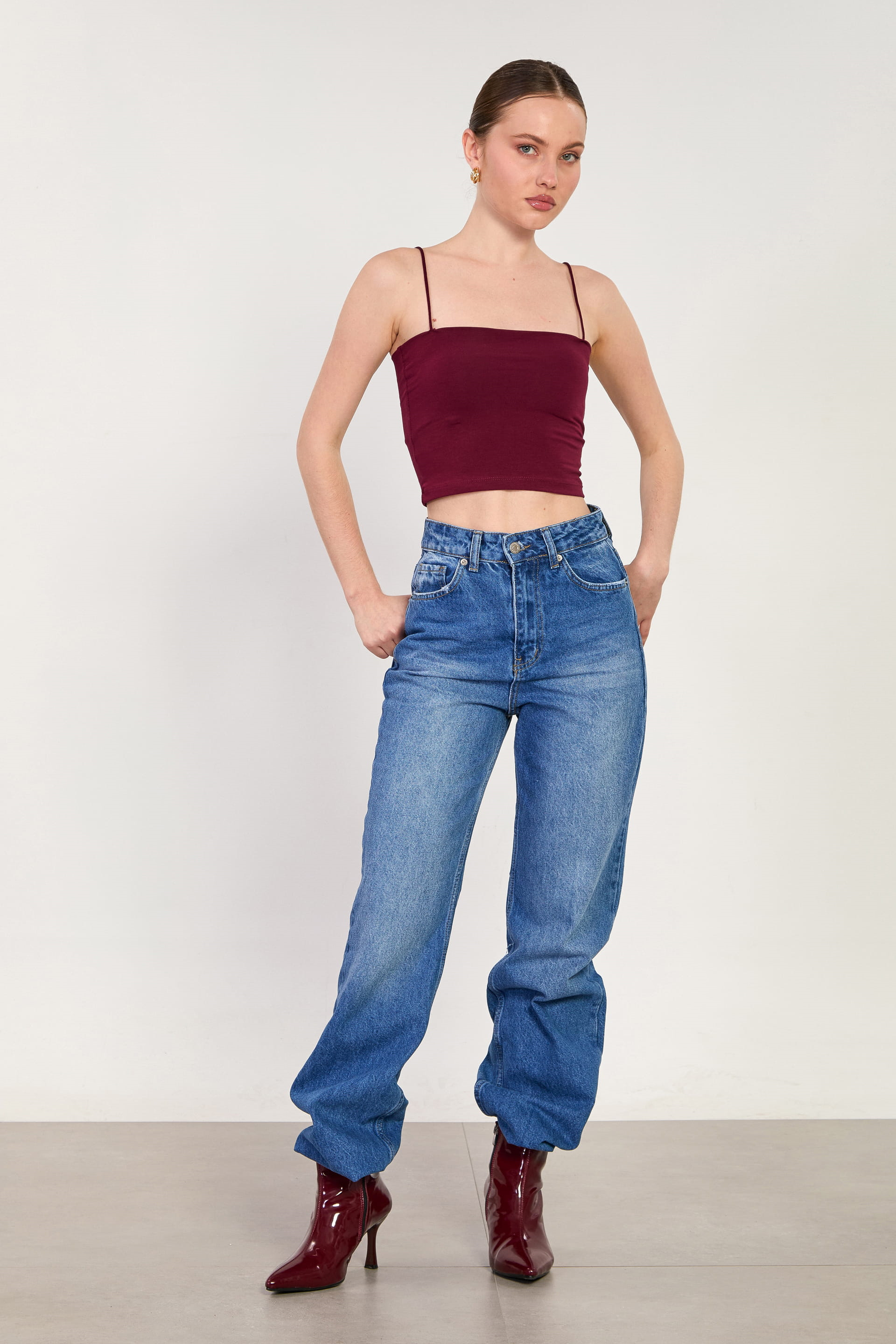 Kadın Straight Jean Pantolon - Koyu Mavi