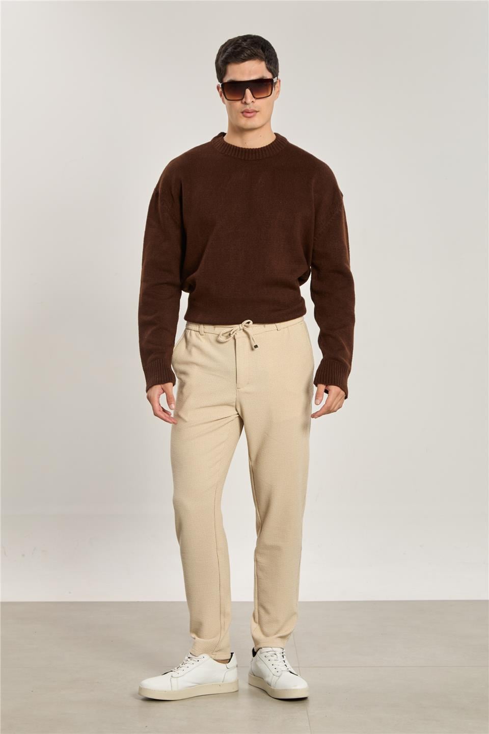 Erkek Klasik Jogger Pantolon - Bej