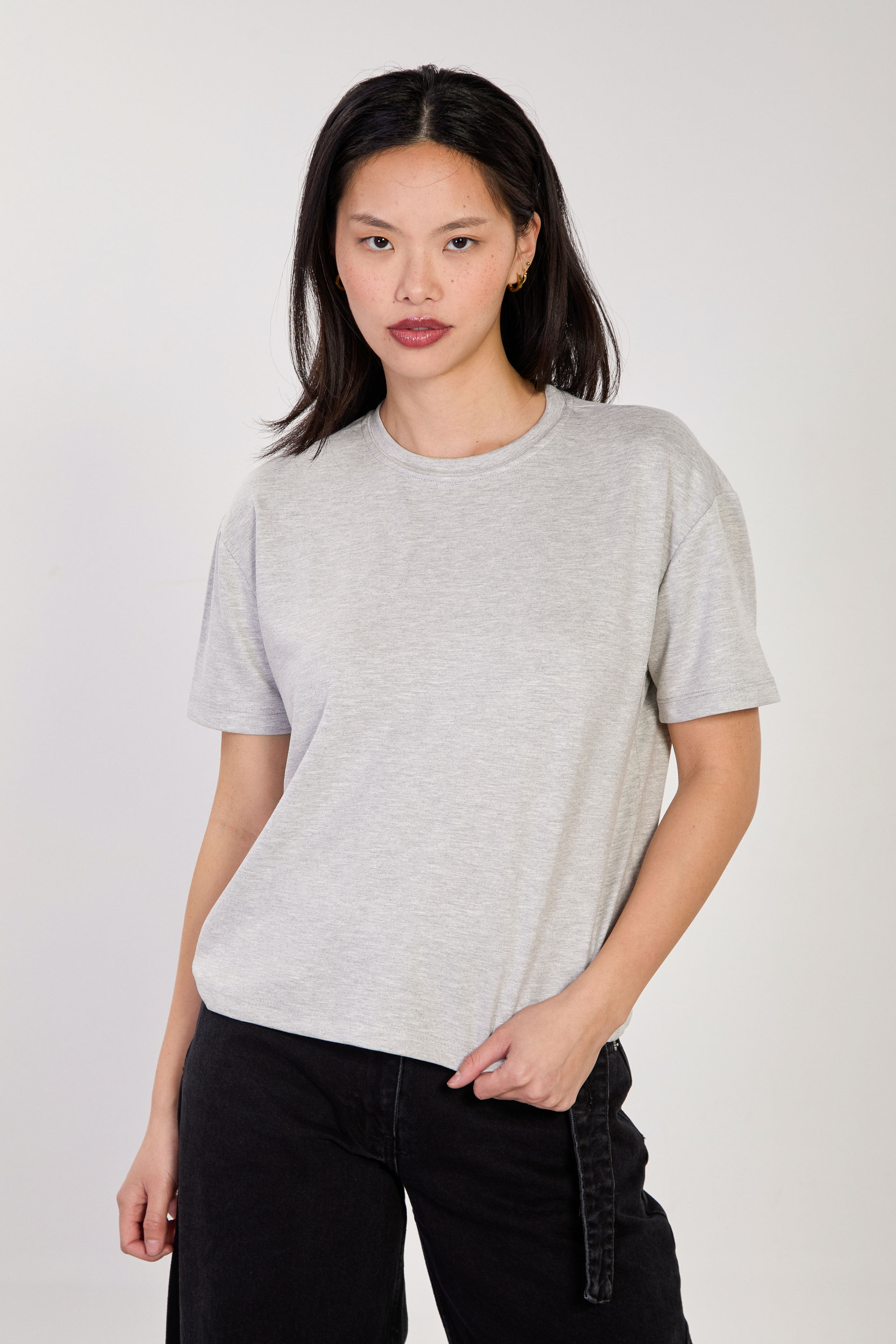 Kadın Kısa Kollu Modal T-Shirt - Gri