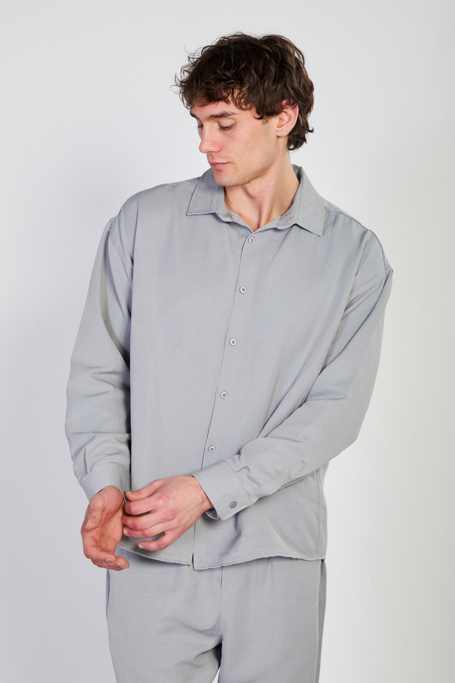 Erkek Regular Fit Klasik Gömlek - Gri
