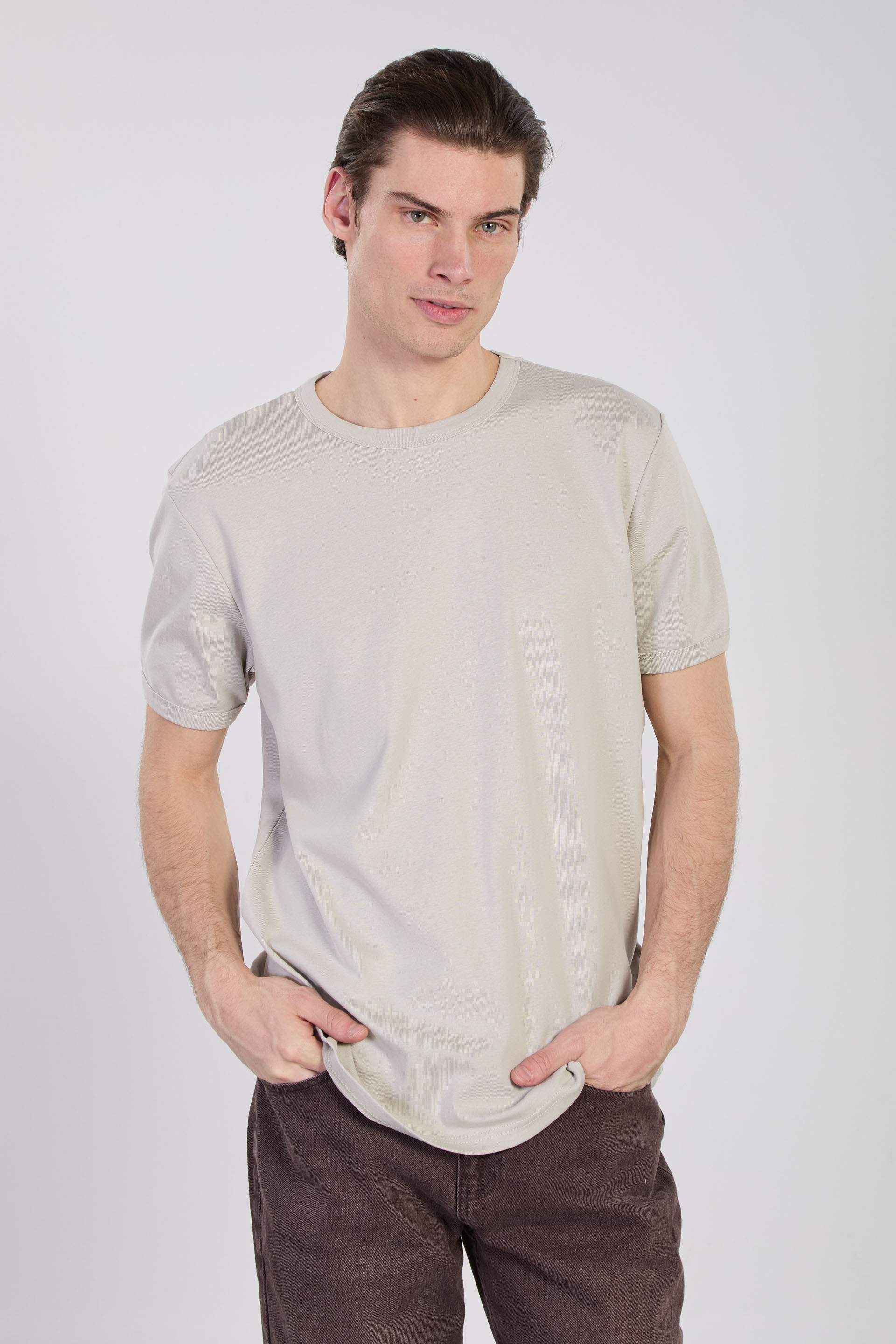 Erkek Basic T-Shirt - Taş
