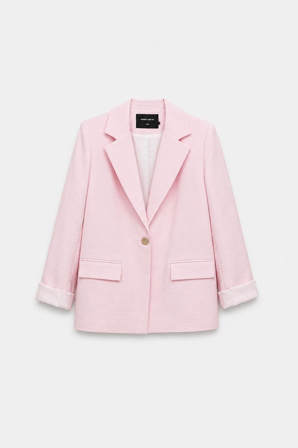 Kadın Kolları Çizgili Düğmeli Blazer Ceket - Bebe Mavi