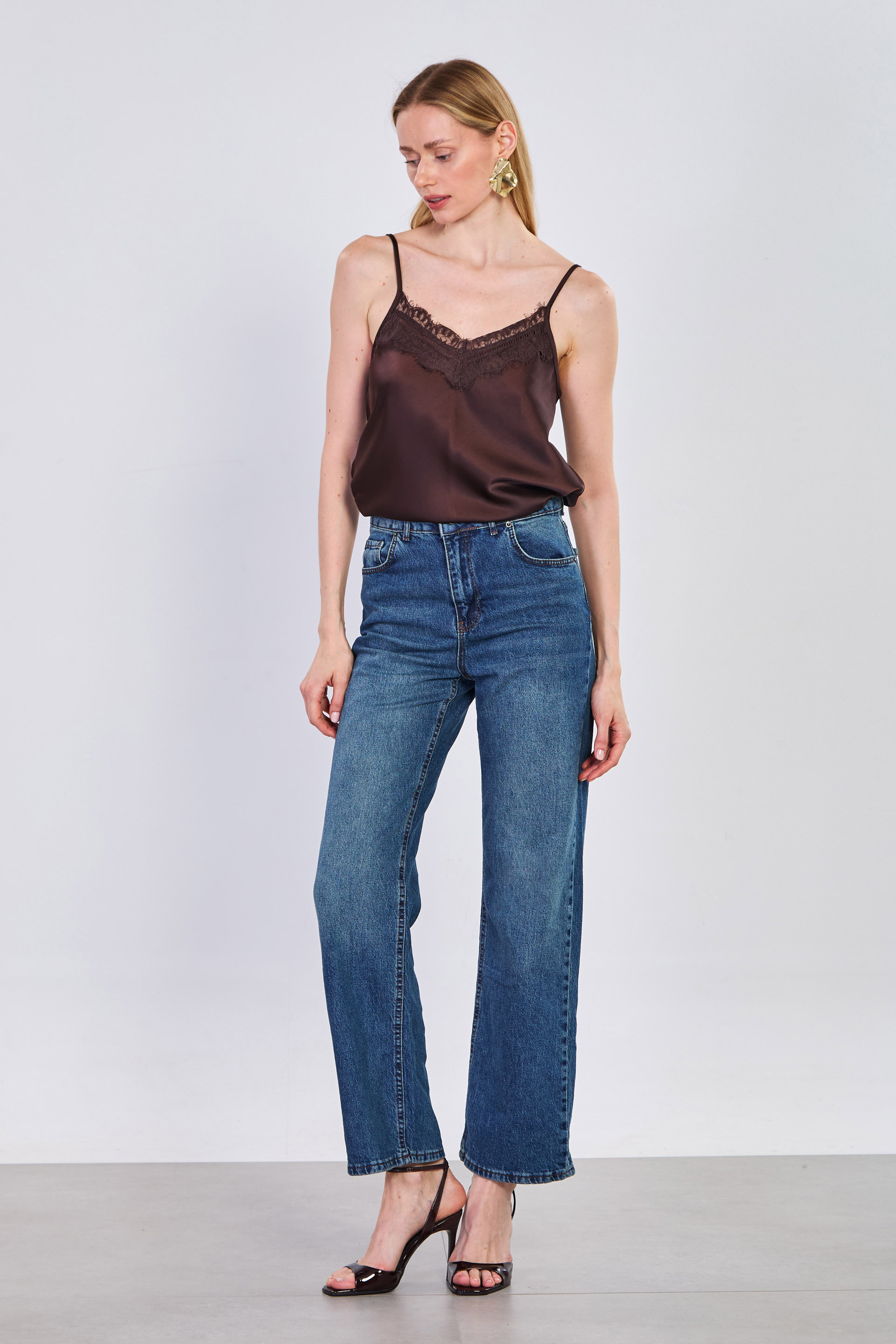 Kadın J92 Yüksek Bel Straight Jean Pantolon - Yeşil Tint