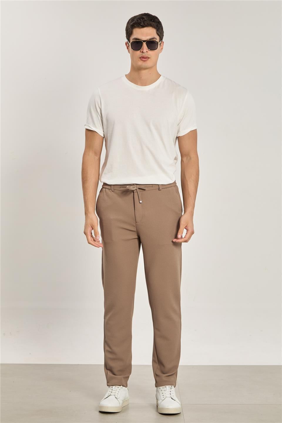 Erkek Slim Fit Jogger Pantolon - Vizon