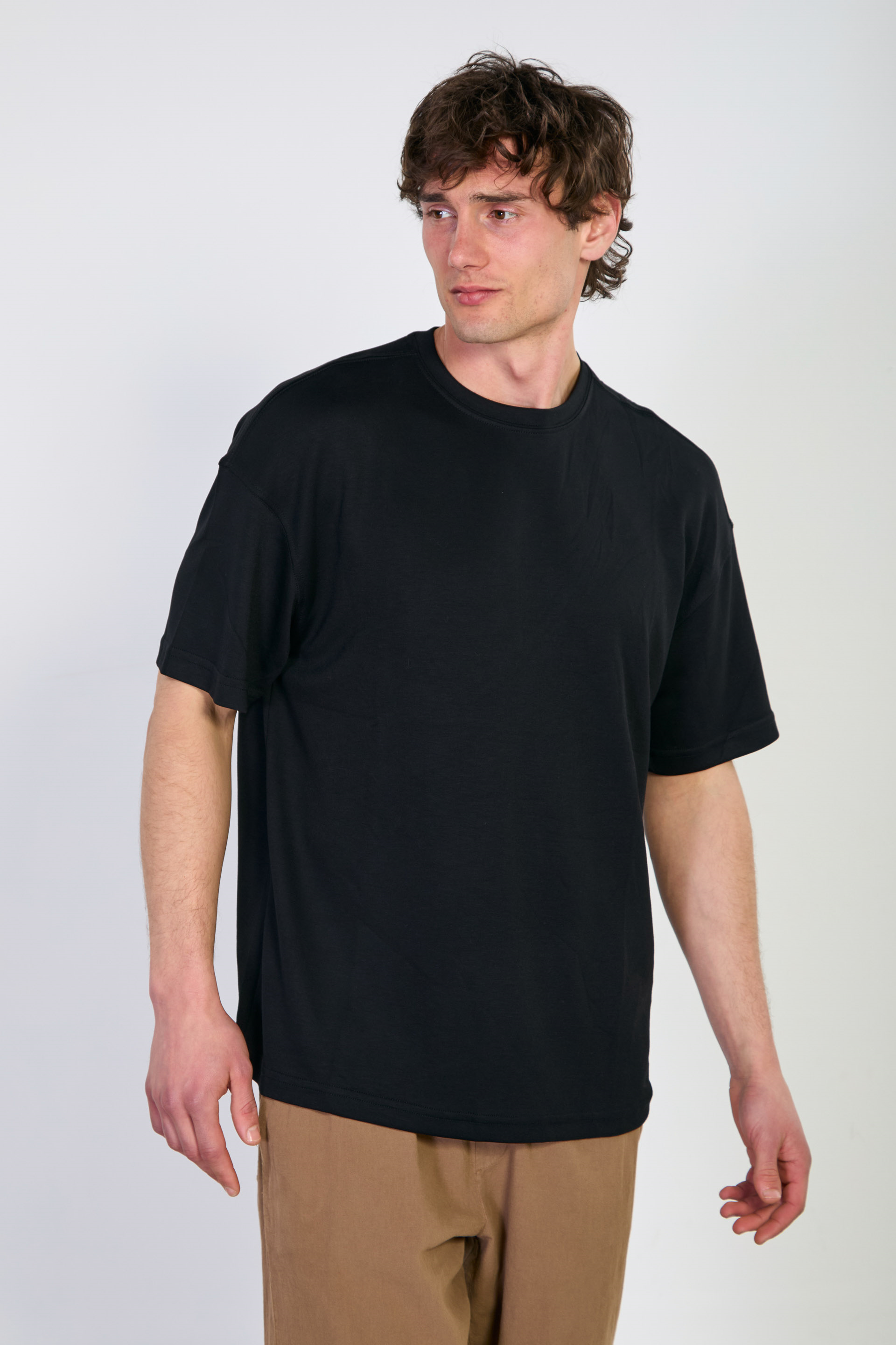 Erkek Oversize Basic T-Shirt - Siyah