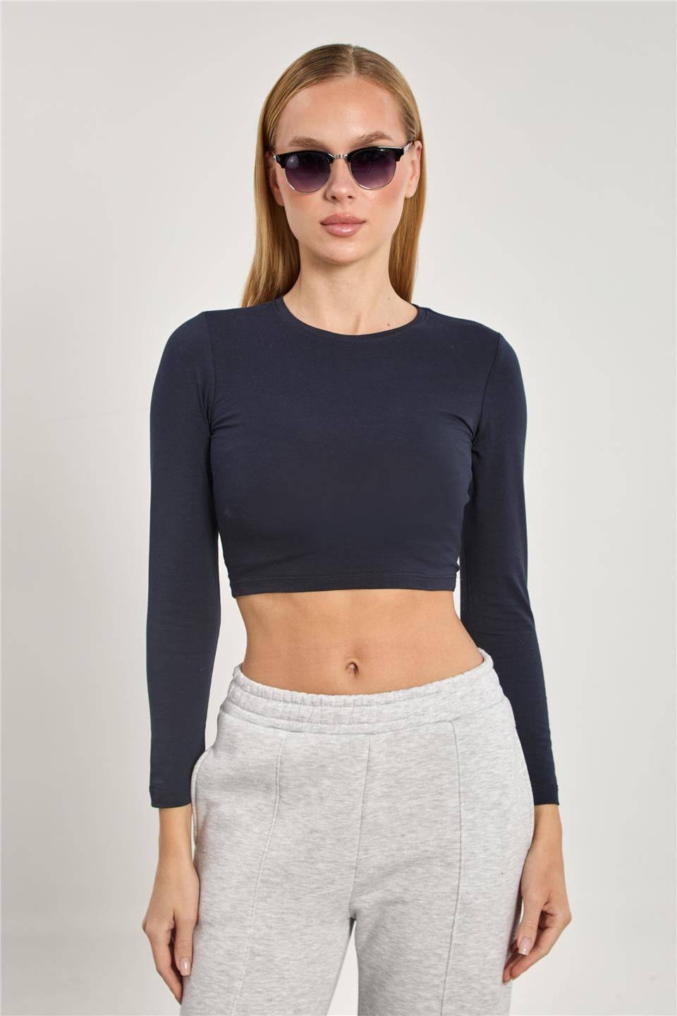 Kadın Uzun Kollu Body - Lacivert