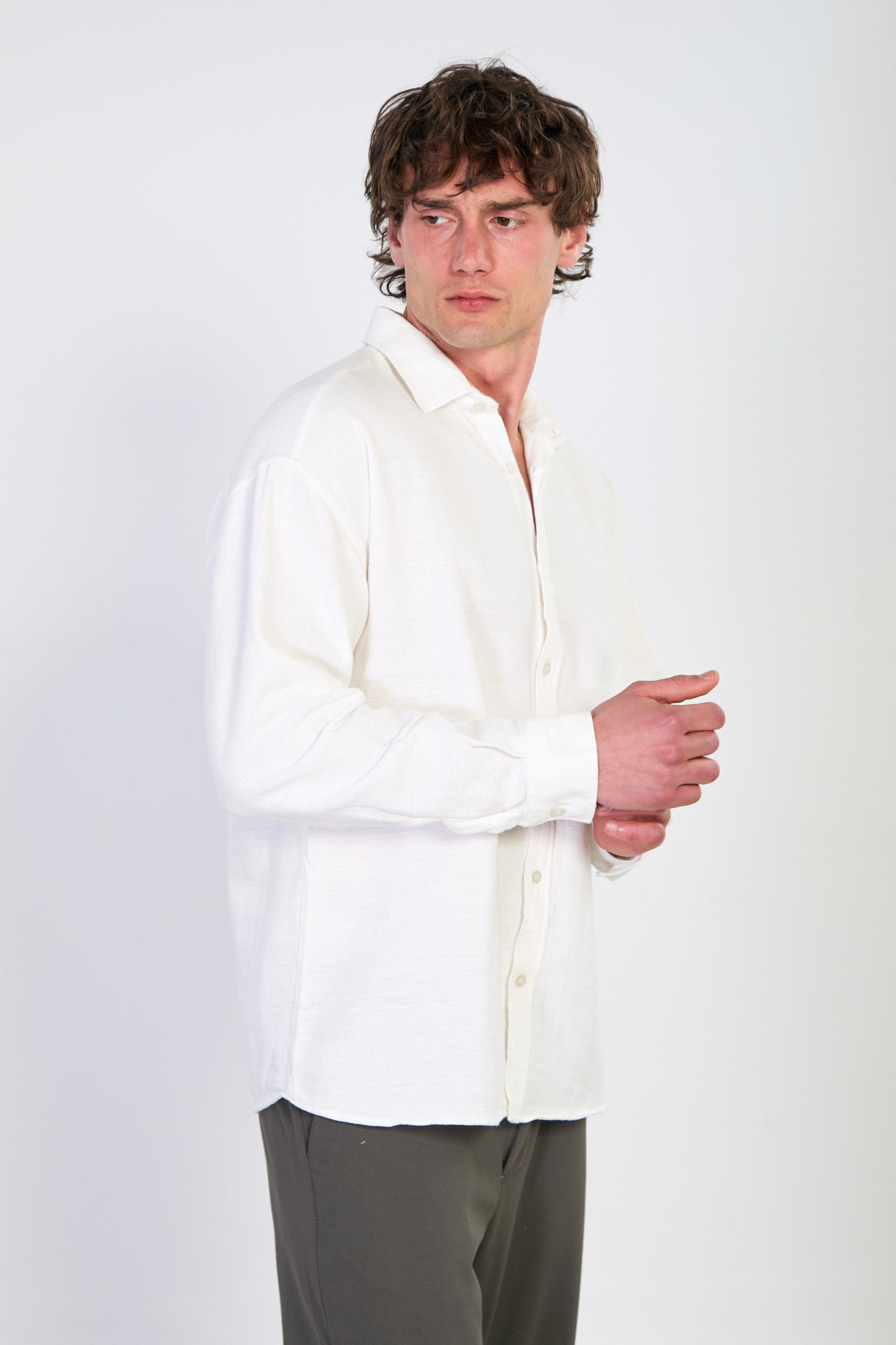 Erkek Flamlı Gömlek - Beyaz