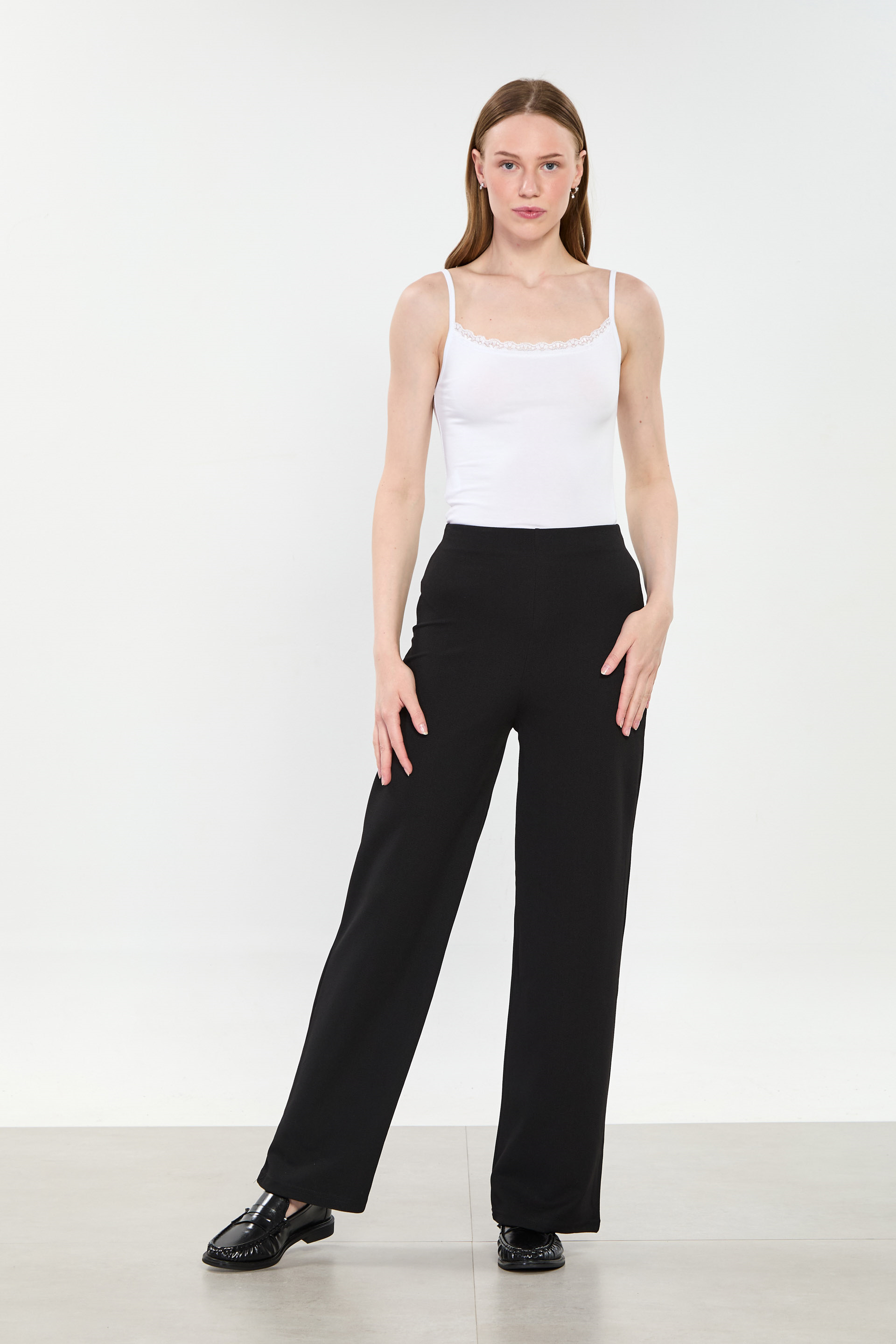 Kadın Yüksek Bel Bol Pantolon - Siyah