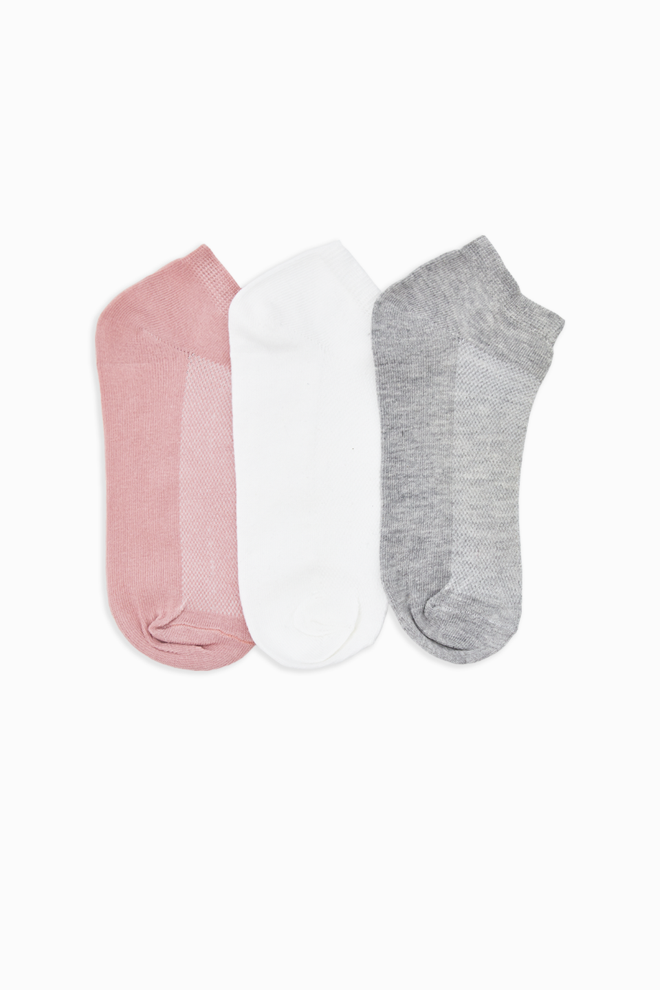 Kadın Dokulu Patik Çorap - Gri/Pembe/Ekru