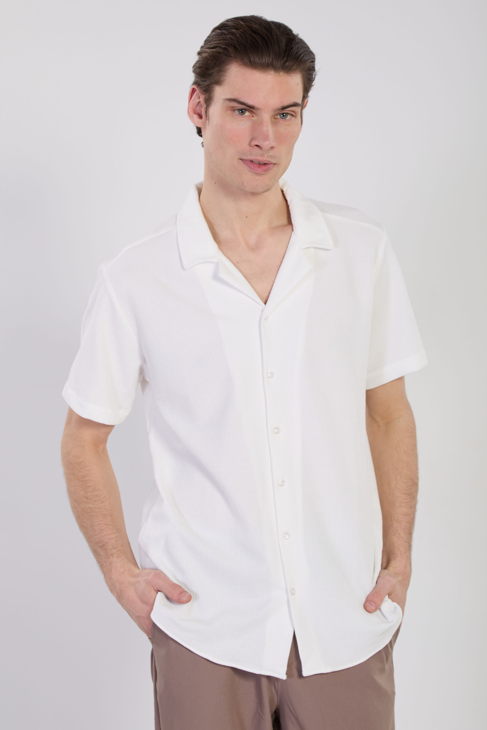 Erkek Kısa Kollu Regular Fit Gömlek - Beyaz