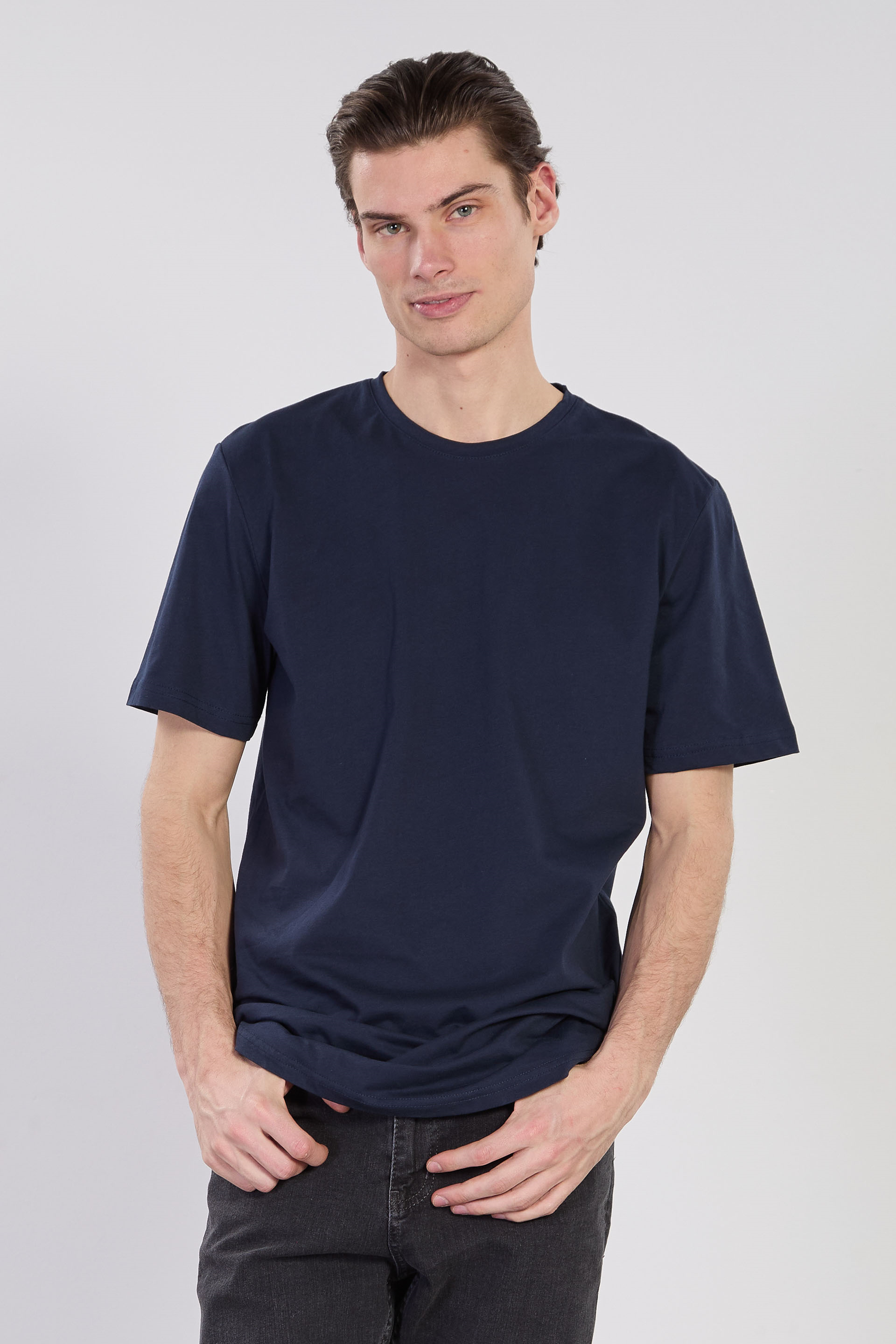 Erkek Oval Kesim T-Shirt - İndigo