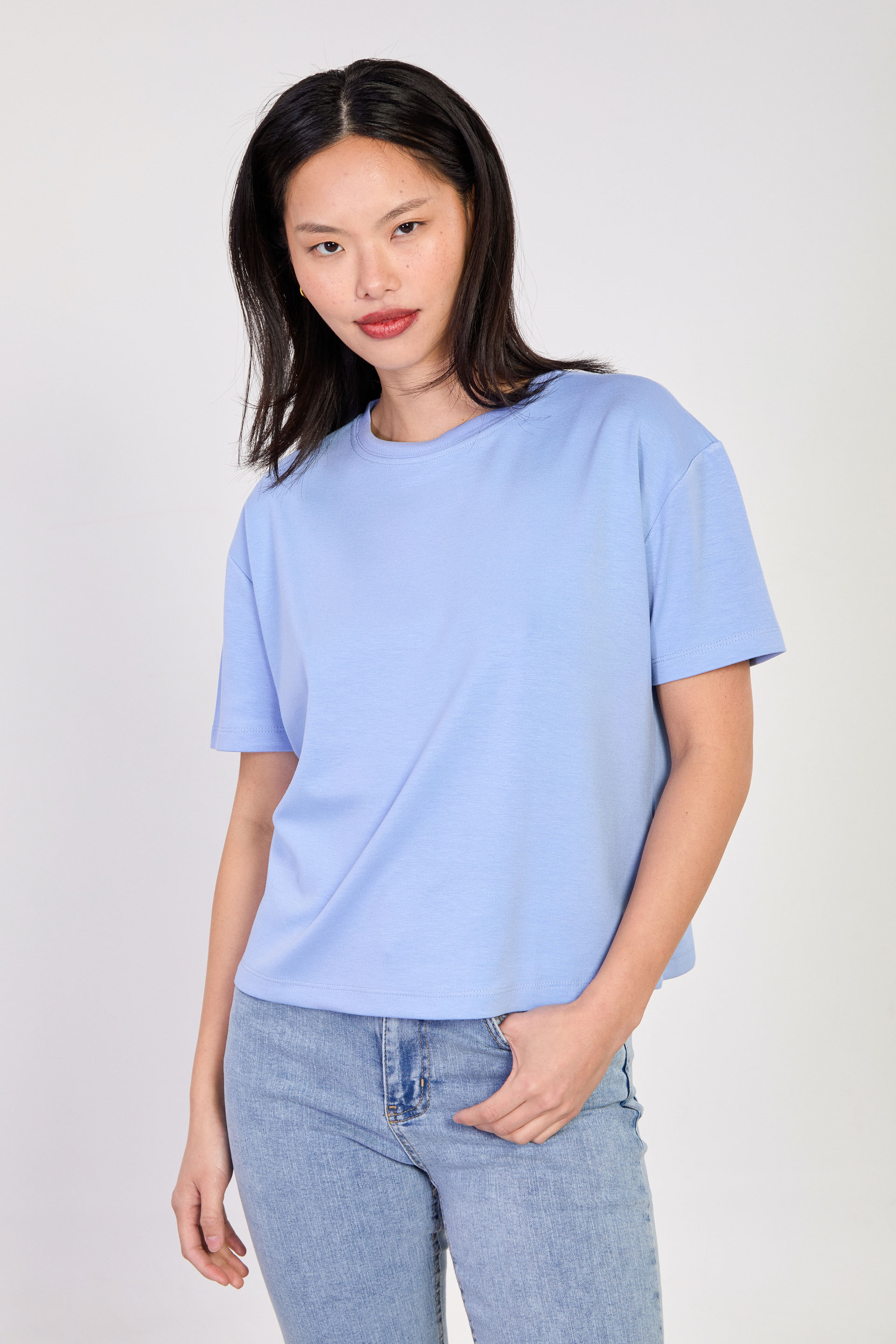 Kadın Kısa Kollu Modal T-Shirt - Mavi