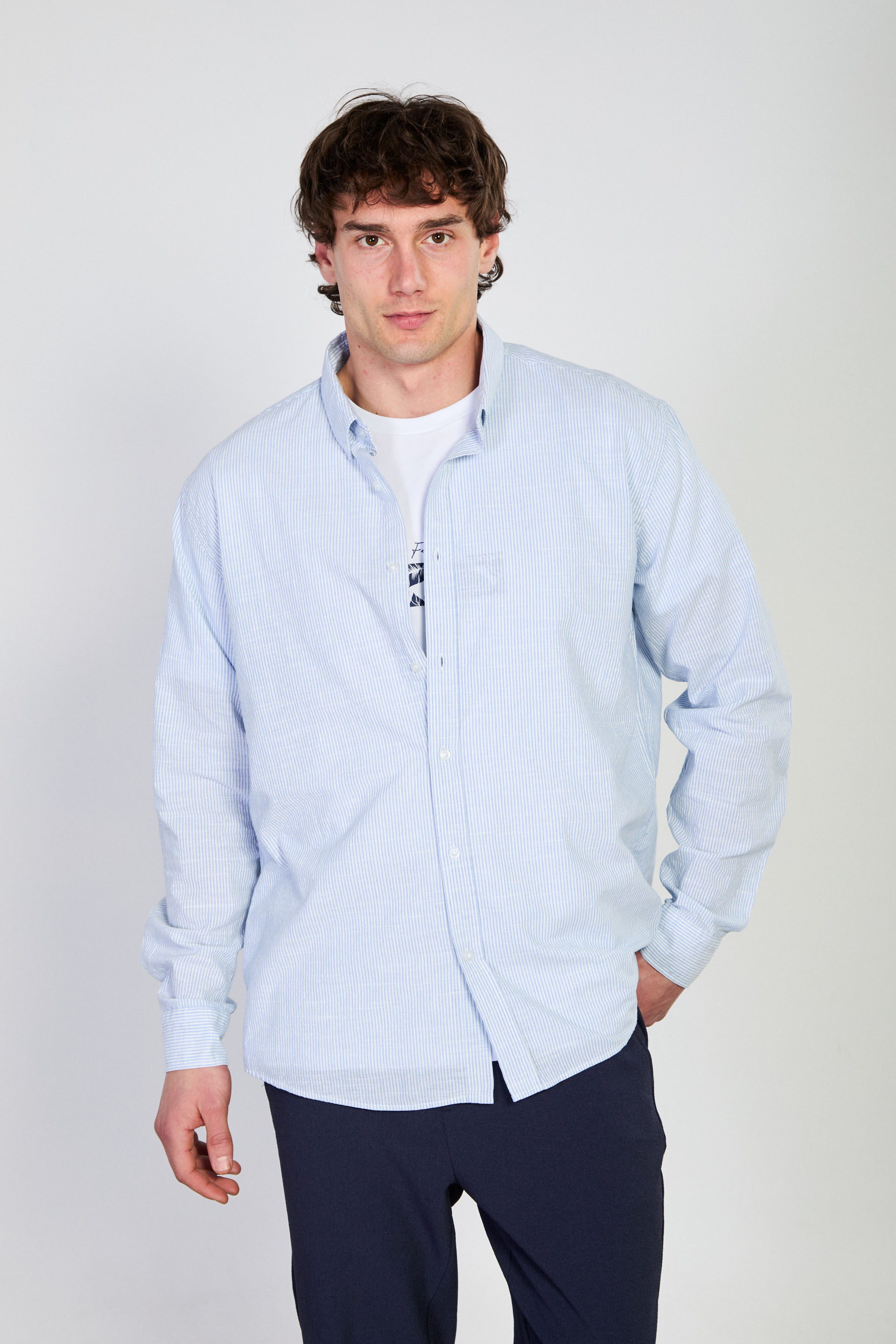 Erkek Uzun Kollu Regular Fit Gömlek - Mavi