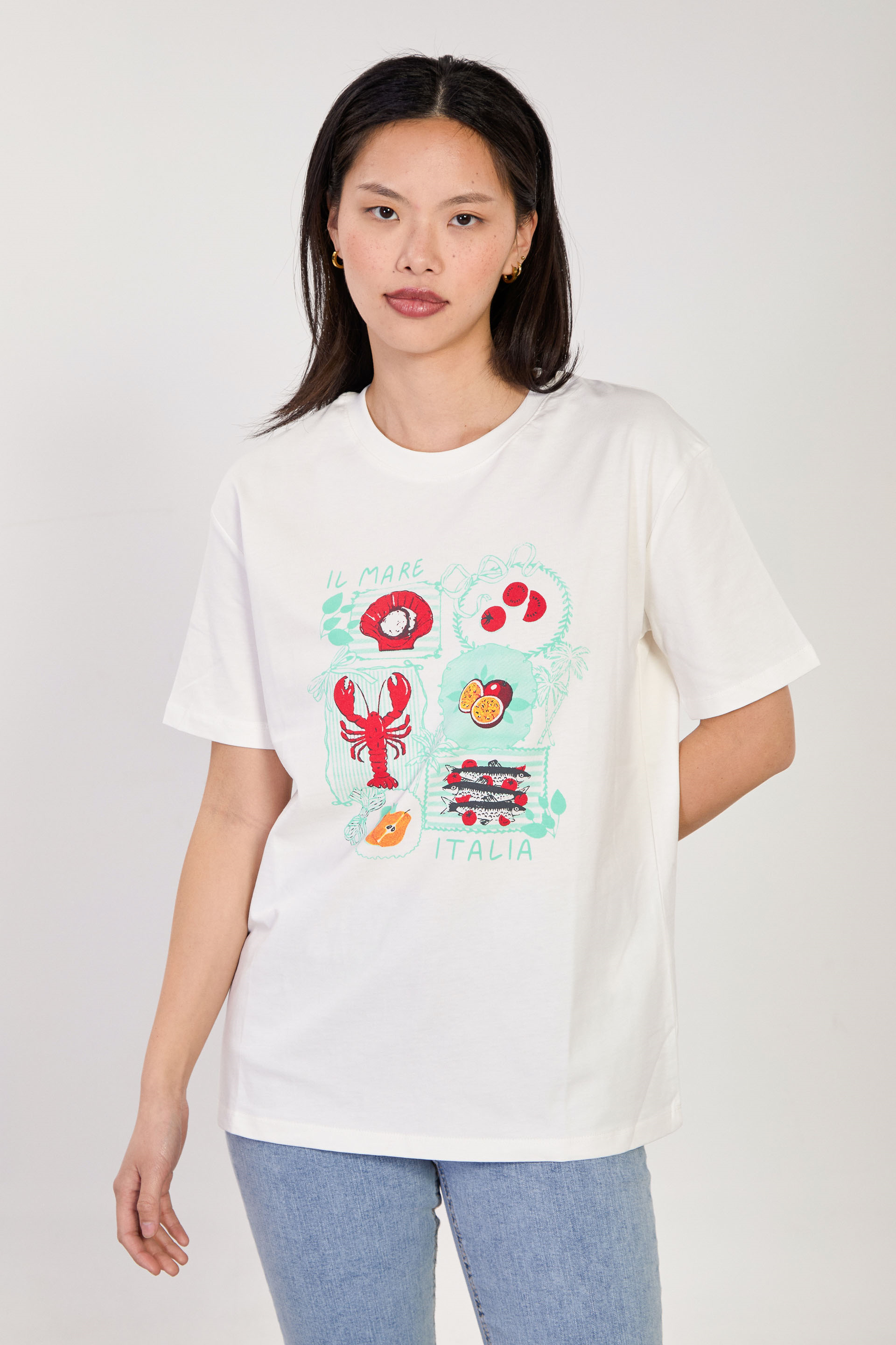 Kadın Il Mare Deniz Temalı T-Shirt - Ekru