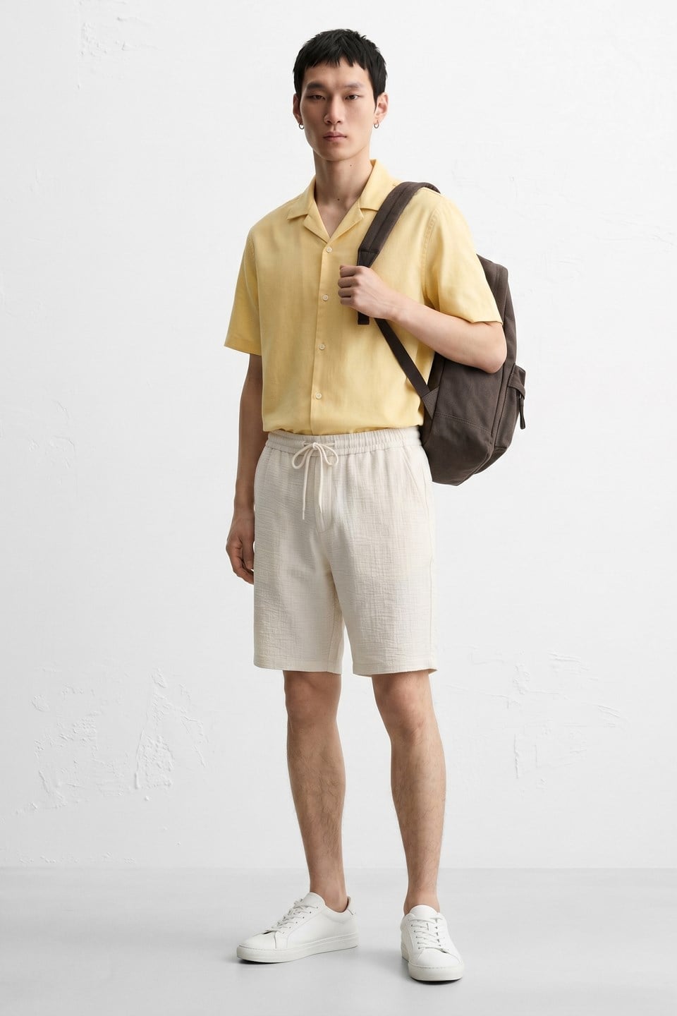 Erkek Regular Fit Şort - Ekru