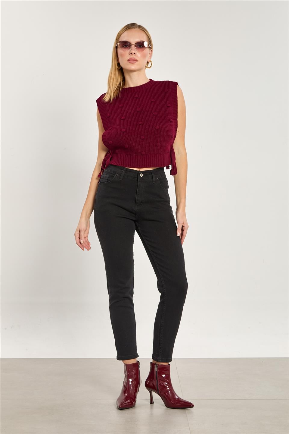 Kadın Likralı Mom Jean Pantolon - Siyah