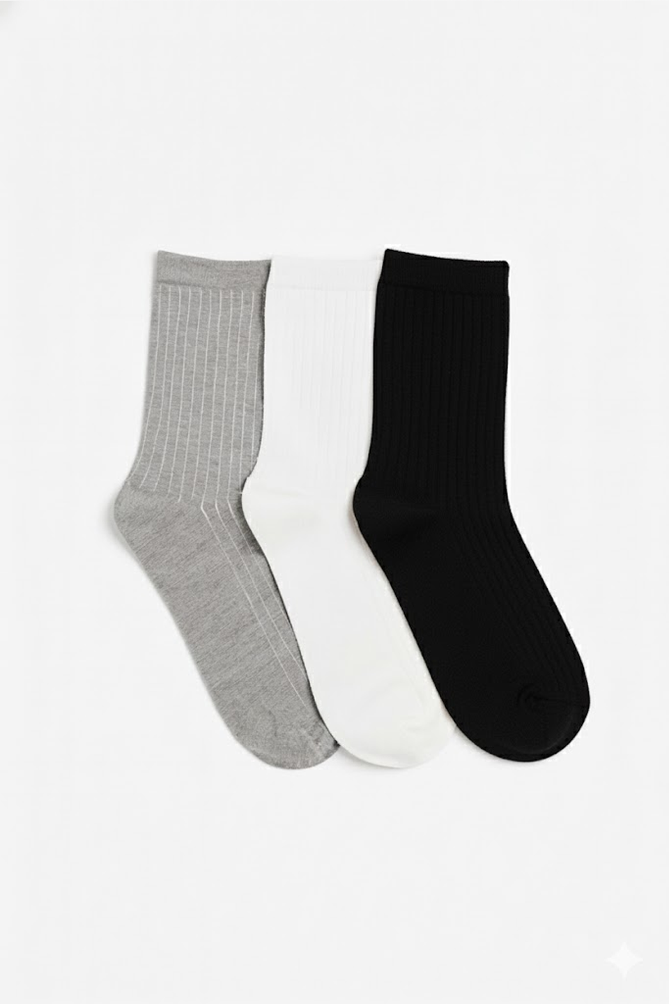 Kadın 3lü Komet Soket Çorap - Beyaz/Siyah/Gri