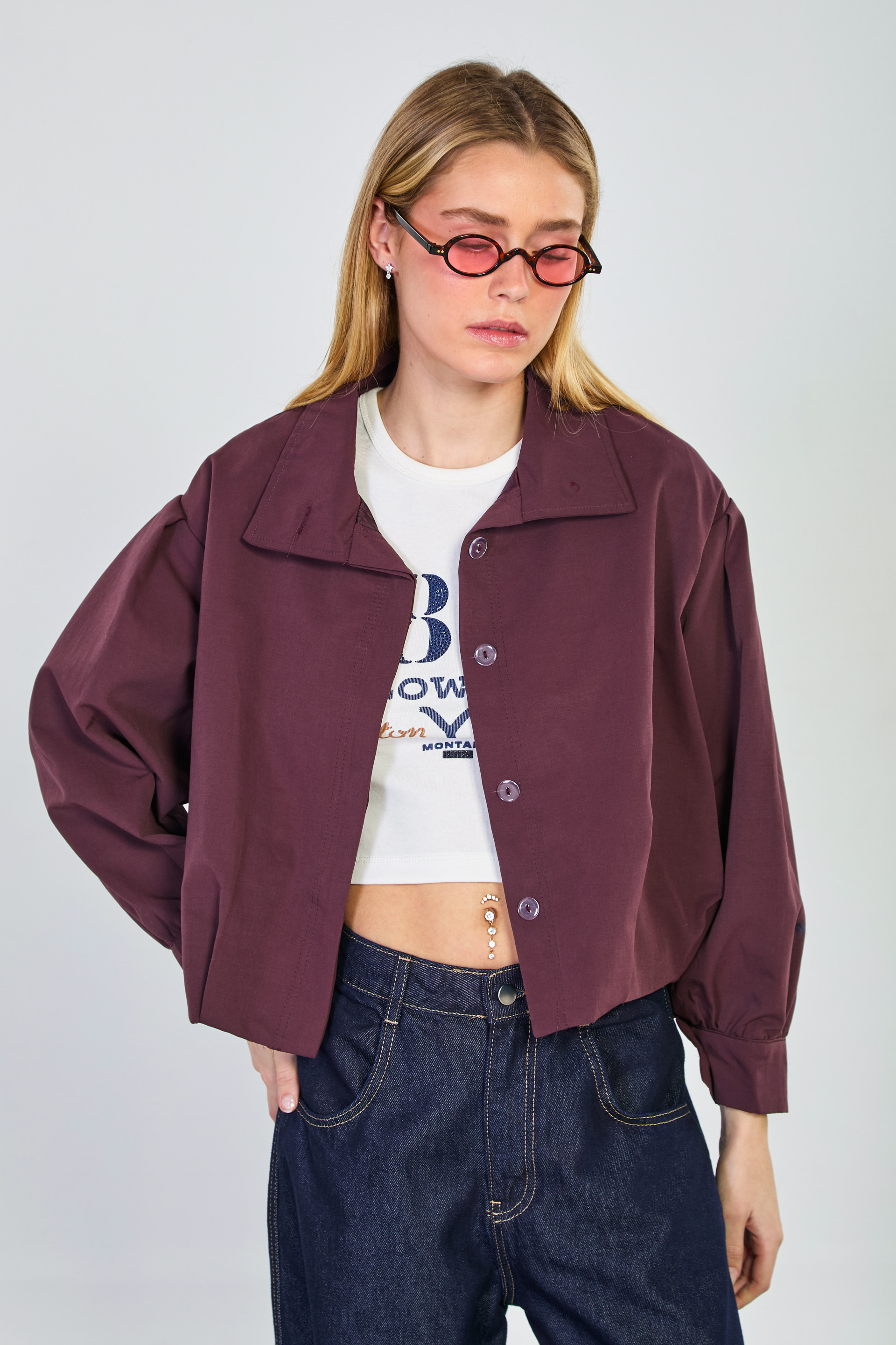 Kadın Polo Yakalı Ceket -  Mürdüm