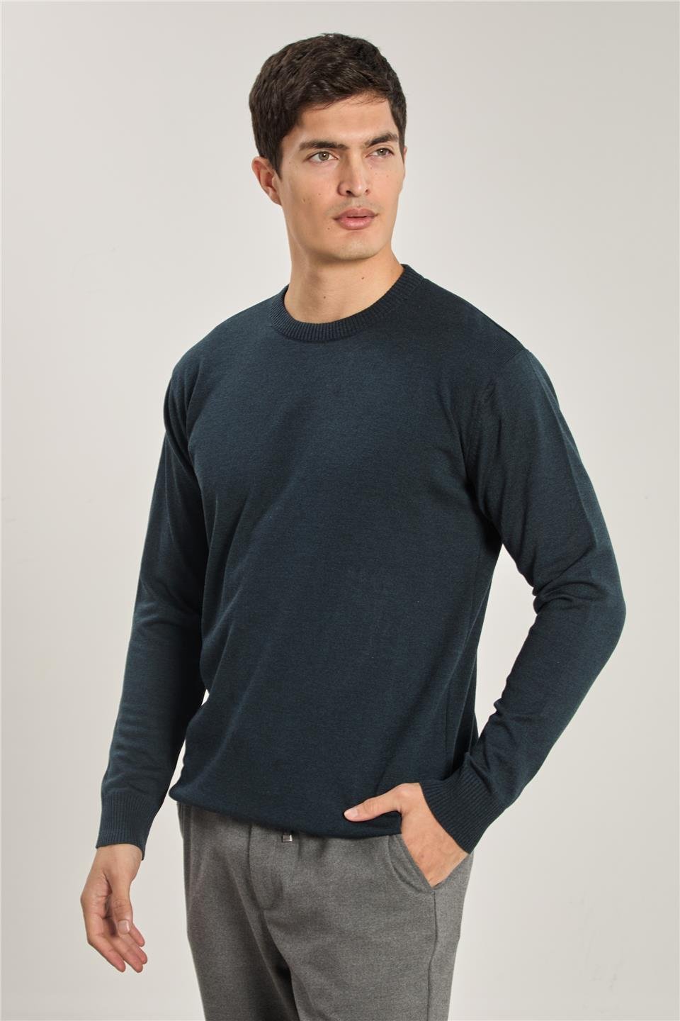 Erkek Uzun Kollu Triko Kazak - Lacivert