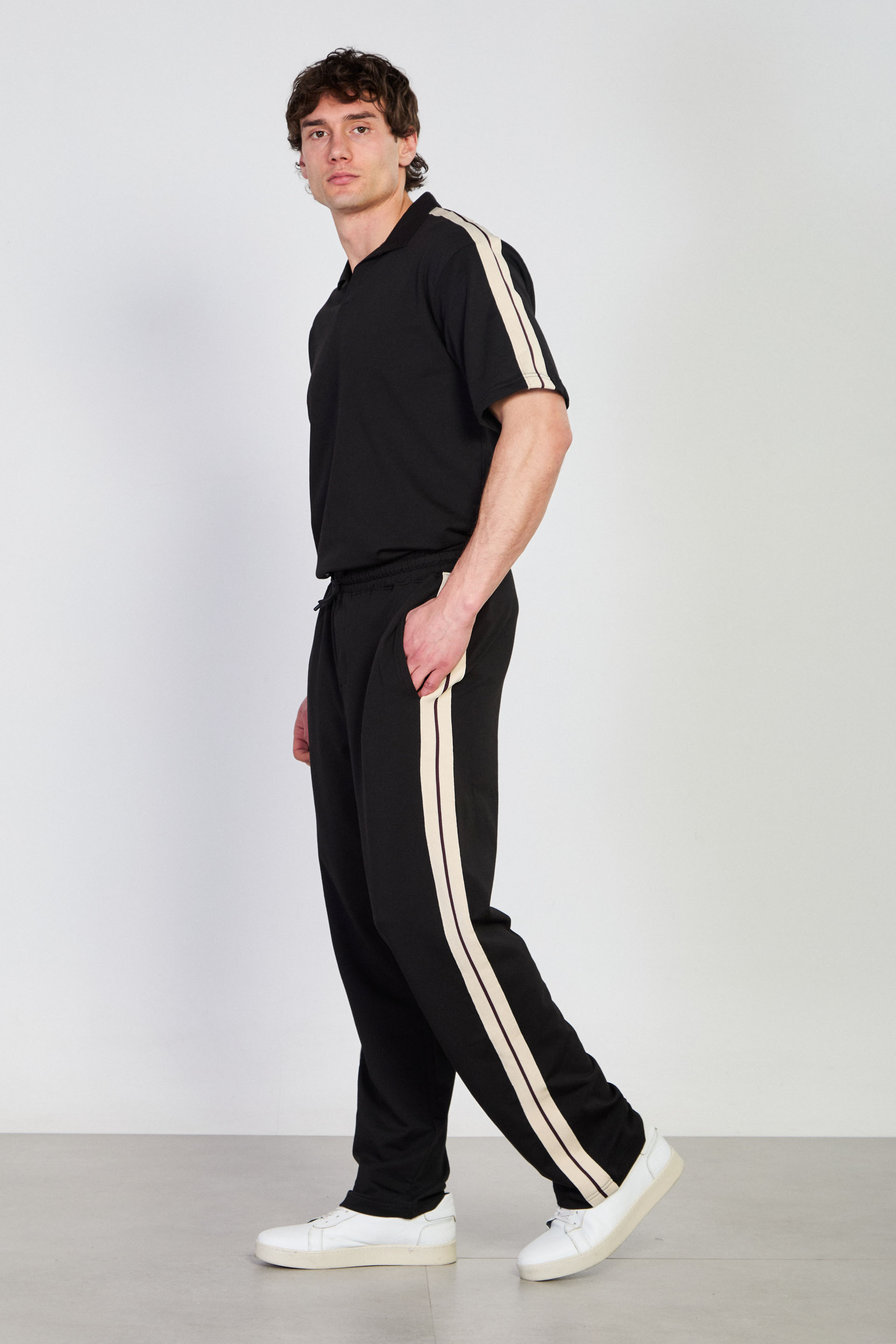 Erkek Yanları Biye Detaylı Eşofman Altı - Siyah