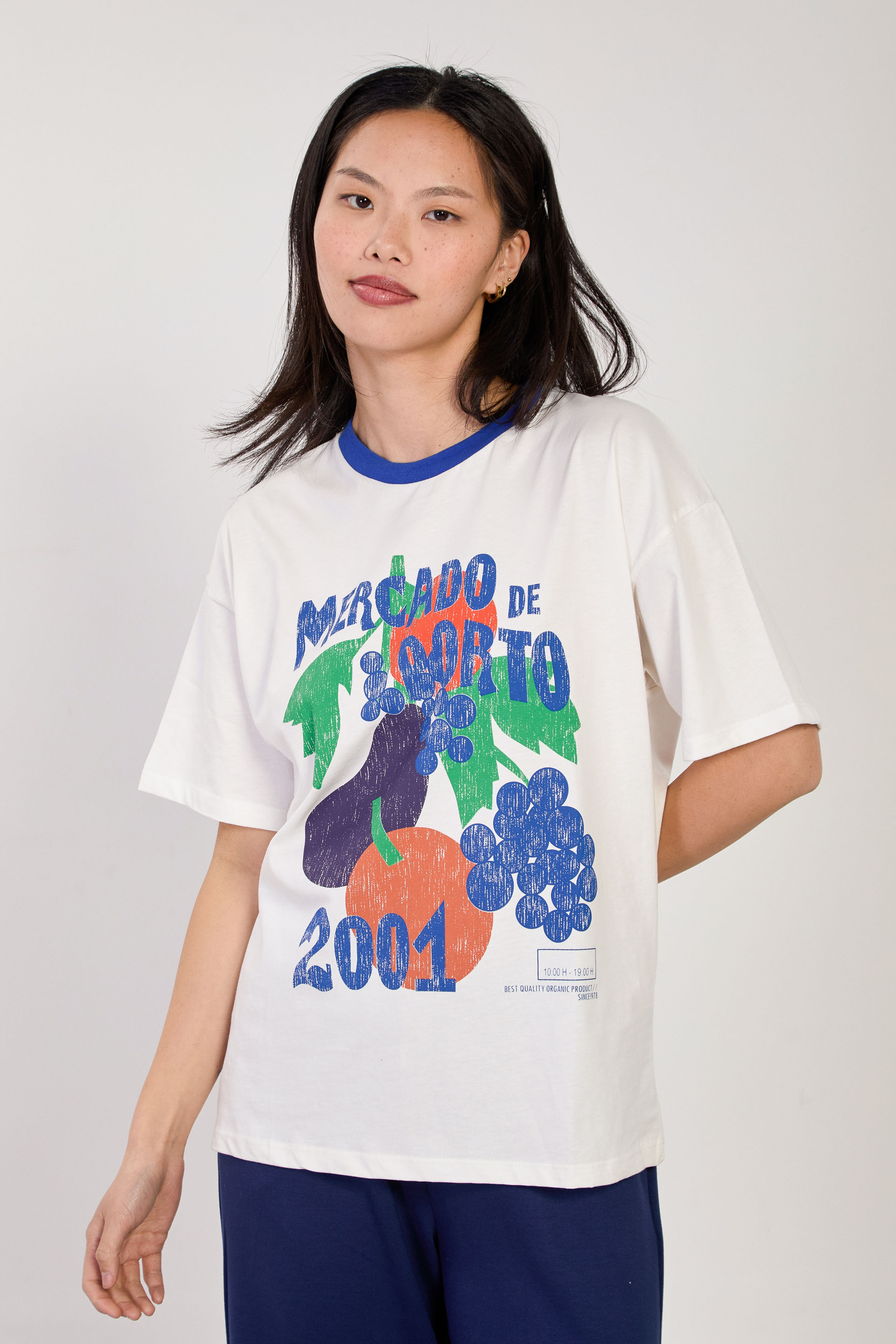 Kadın Mercado de Porta Baskılı T-Shirt - Ekru