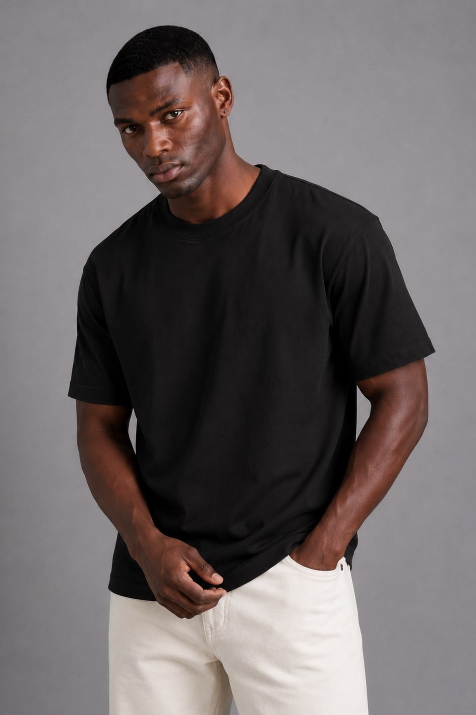 Erkek Yumuşak Dokulu Basic T-Shirt - Siyah