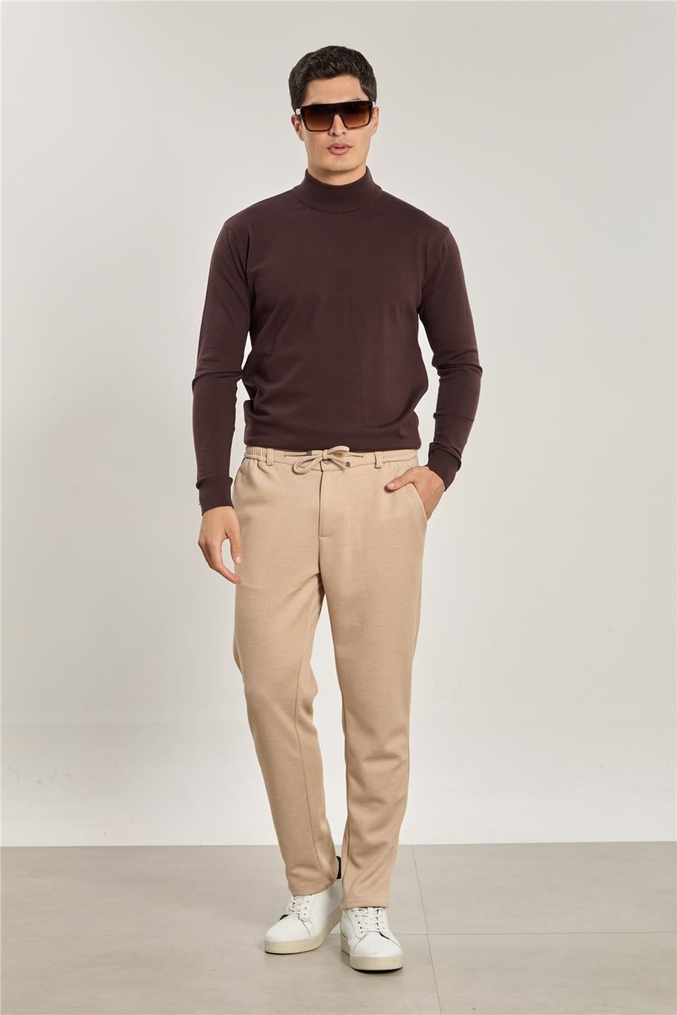 Erkek Basic Jogger Pantolon - Bej