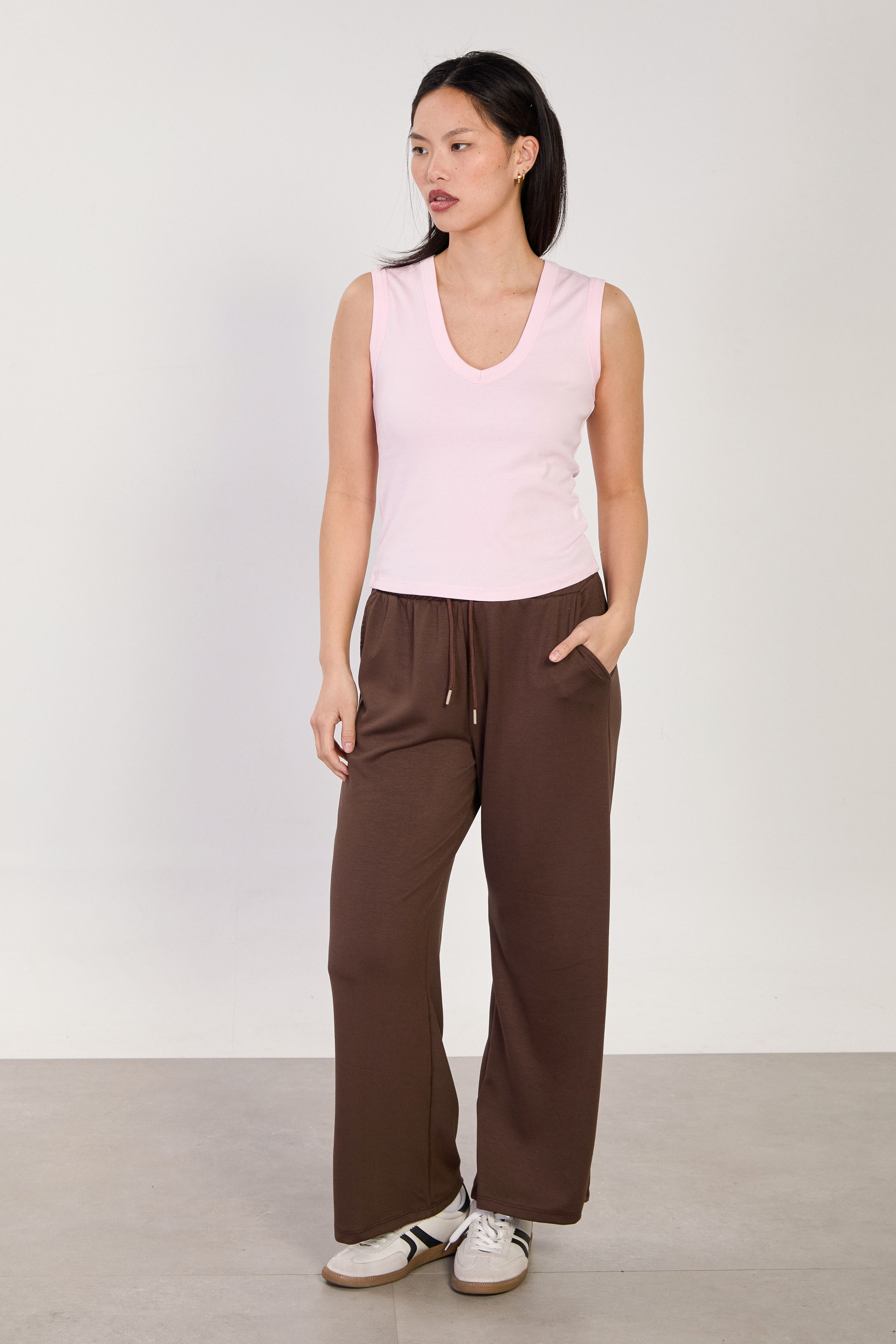 Kadın Beli Lastikli Modal Eşofman Altı - Acı Kahve