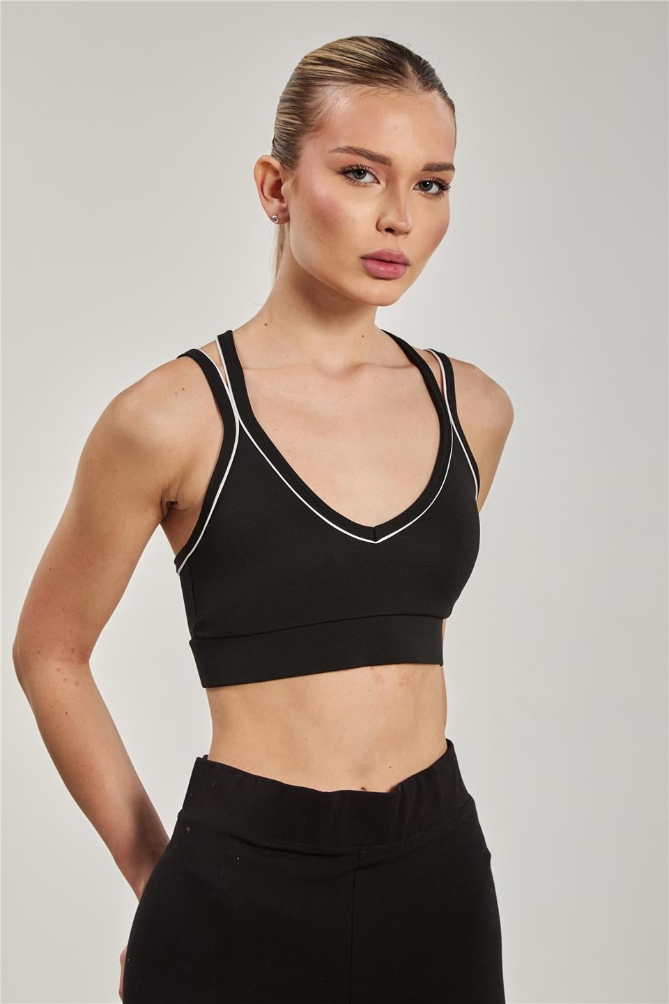 Biyeli sırtı çapraz askılı büstiyer-1003 Siyah