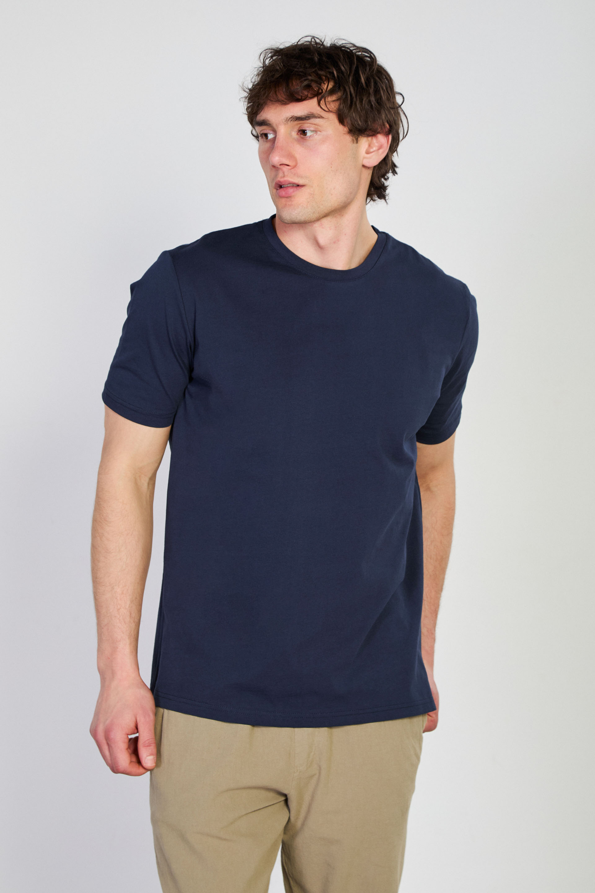 Erkek Bisiklet Yaka Regular Fit T-Shirt - İndigo